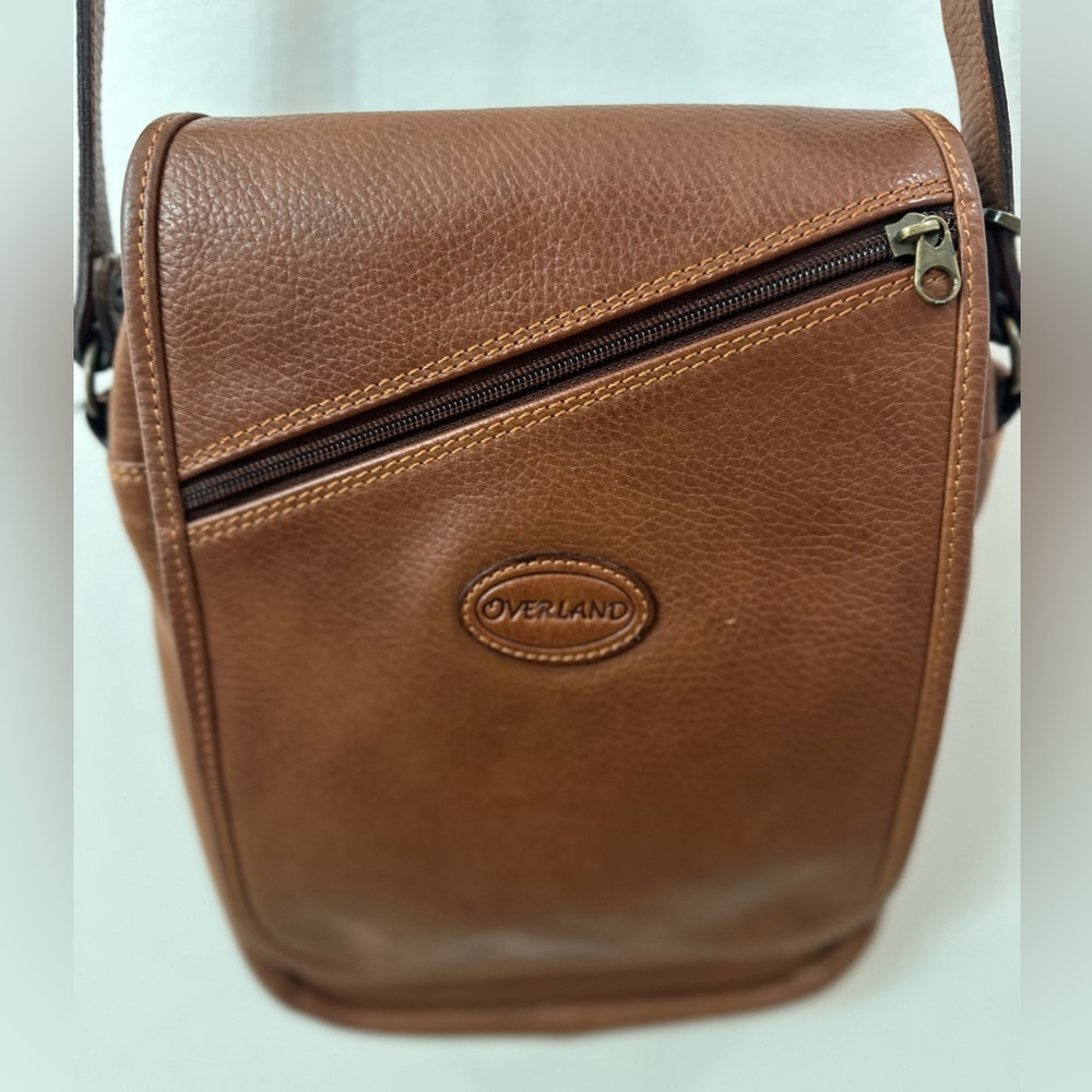 Brown Overland Leather crossbody bag made in India
